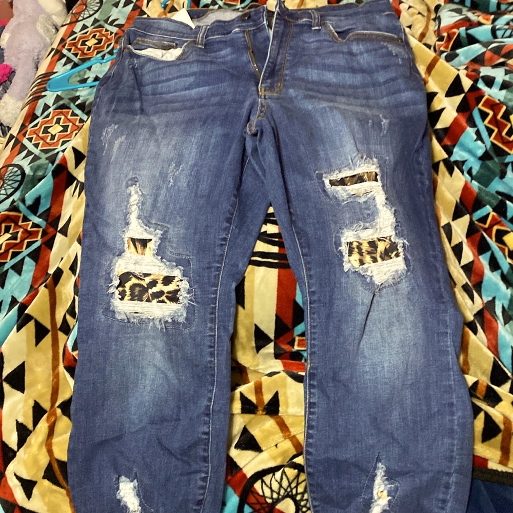 WORN ONCE JUDY BLUE LEOPARD SKINNY JEANS 18W
